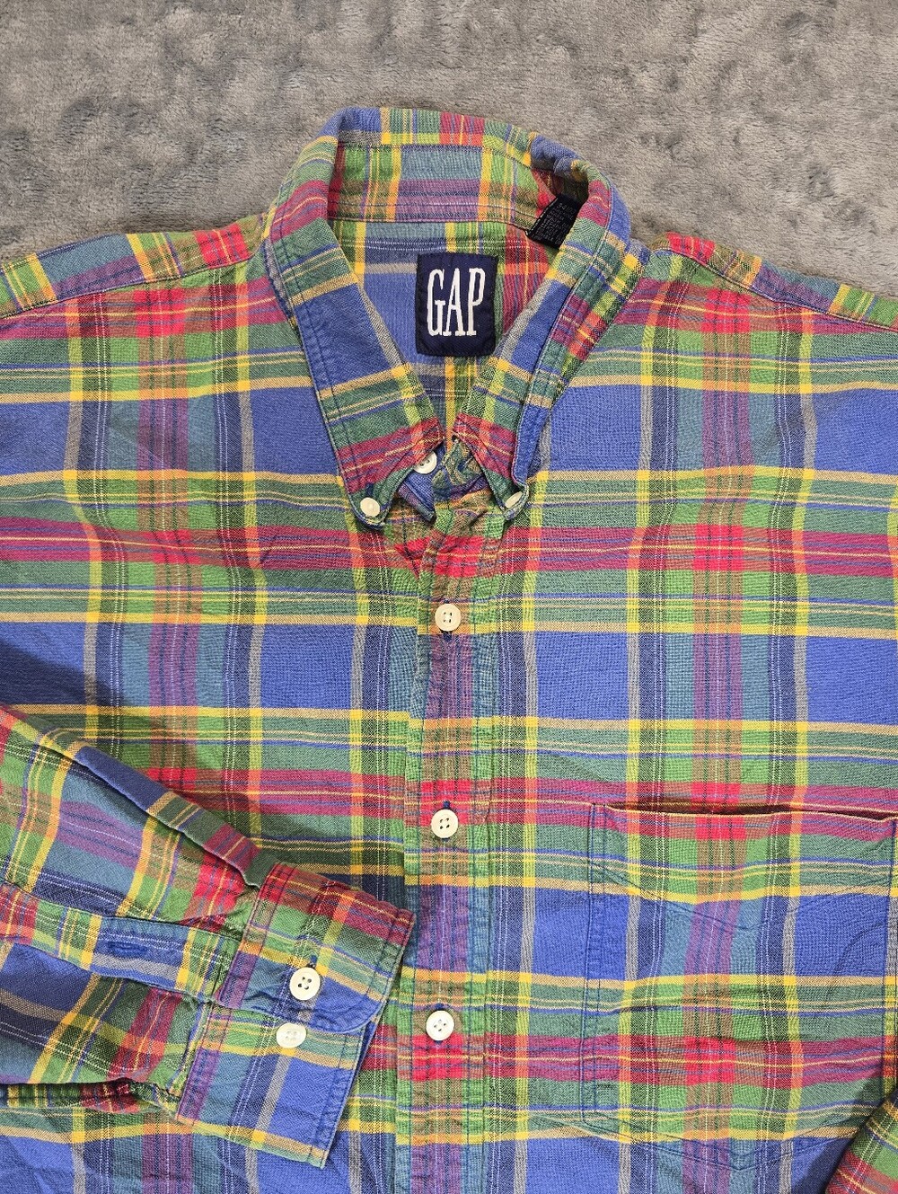 Vintage GAP Multicoloured Plaid Button Down Shirt Size XL